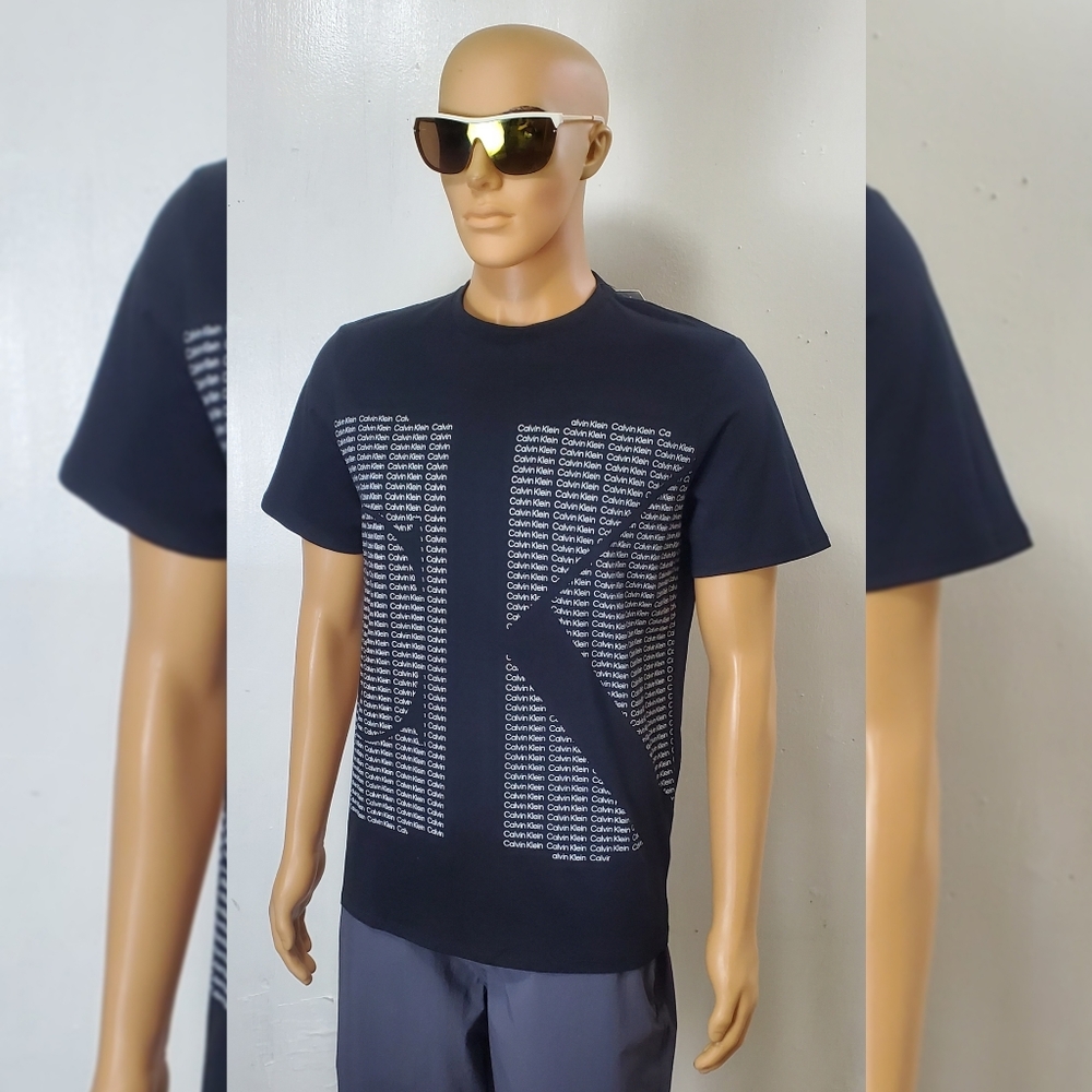 CALVIN KLEIN TSHIRT MEN'S CREW NECK SHORT SLEEVE GRAPHIC BIG LOGO SIZE S BLACK - Picture 4 of 12
